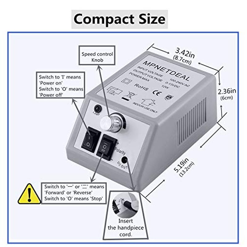 Electric Nail Drill Machine Manicure Pedicure Kit Electric Nail Art File by MPNETDEAL (Gray SetA)