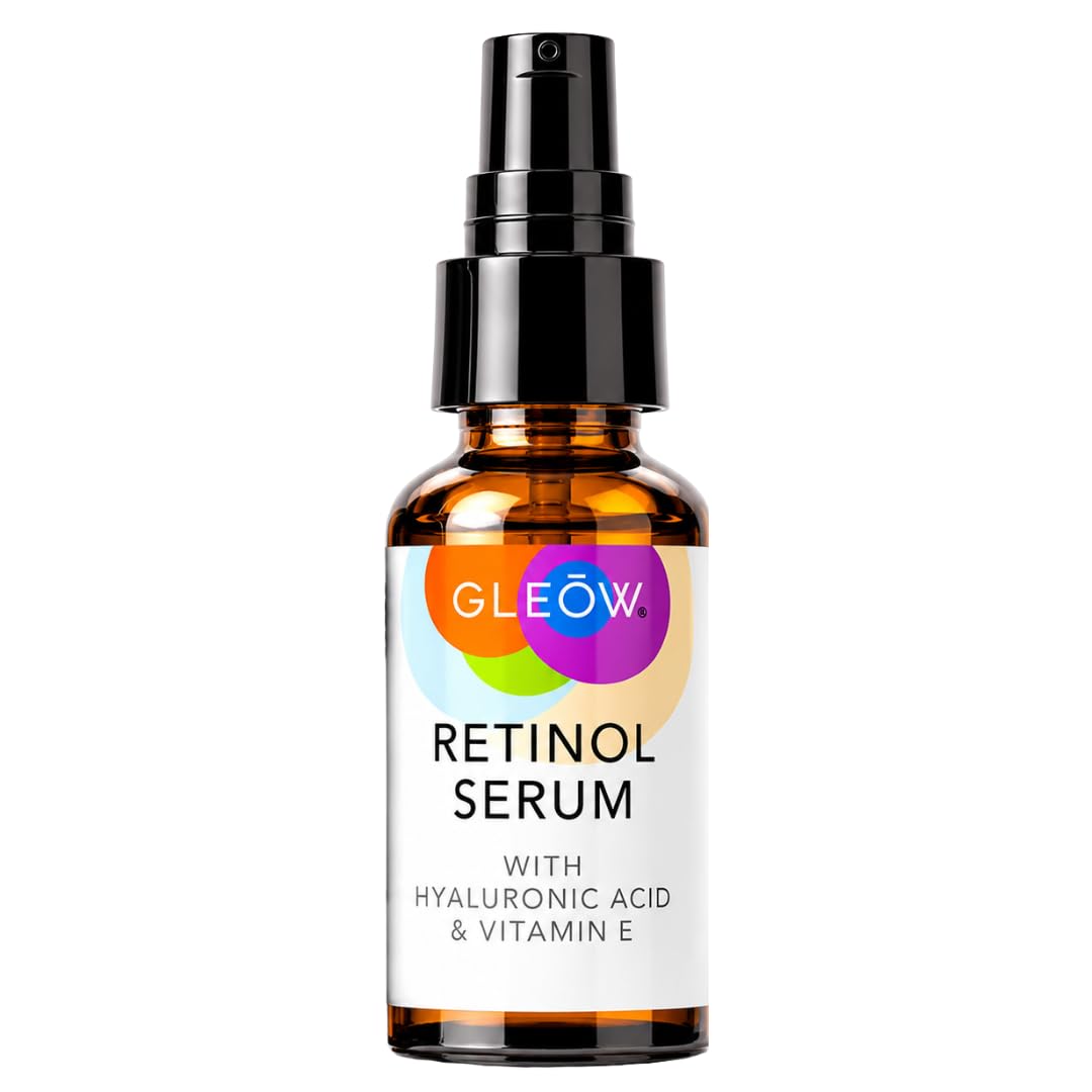 GLEOW Retinol Serum for Face with Hyaluronic Acid and Vitamin E, Gentle Retinol Face Serum Targets the Appearance of Fine Lines and Wrinkles, 2oz
