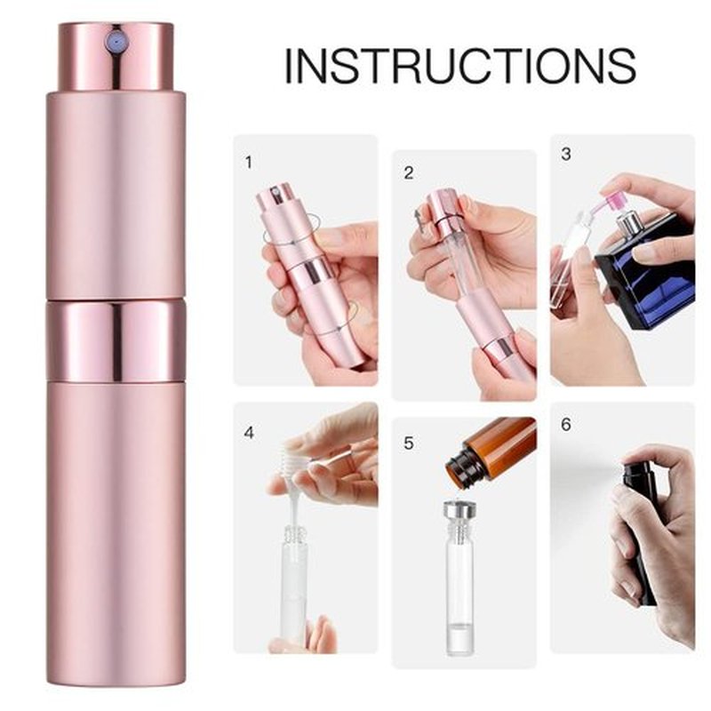 LISAPACK 8ML Atomizer Perfume Spray Bottle for Travel, Empty Refillable Cologne Dispenser, Portable Sprayer (Pink)