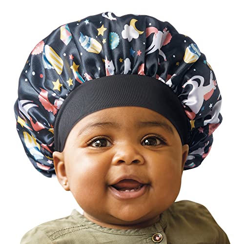 Red by Kiss Baby Satin Bonnet Sleep Caps Hair Wraps Hair Bonnet (Black Unicorn)