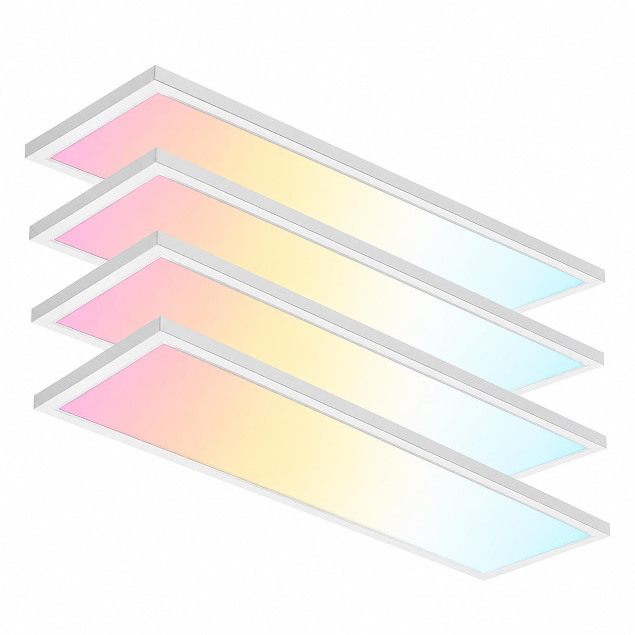1x4 Led Flat Panel Light Surface Mount Ceiling Light, 3CCT 3000K/4000K/5000K Dimmable, 30W/40W/46W 5060LM -Lit, Flush Mount or Drop Ceiling for Office Kitchen Garage, White (4 Pack)