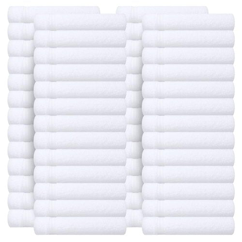 Wealuxe White Washcloths for Body and Face Towel, Cotton Wash Cloths Bulk 48 Pack, Flannel Spa Fingertip Wash Clothes 12x12 Inch, Soft Absorbent Gym Towels