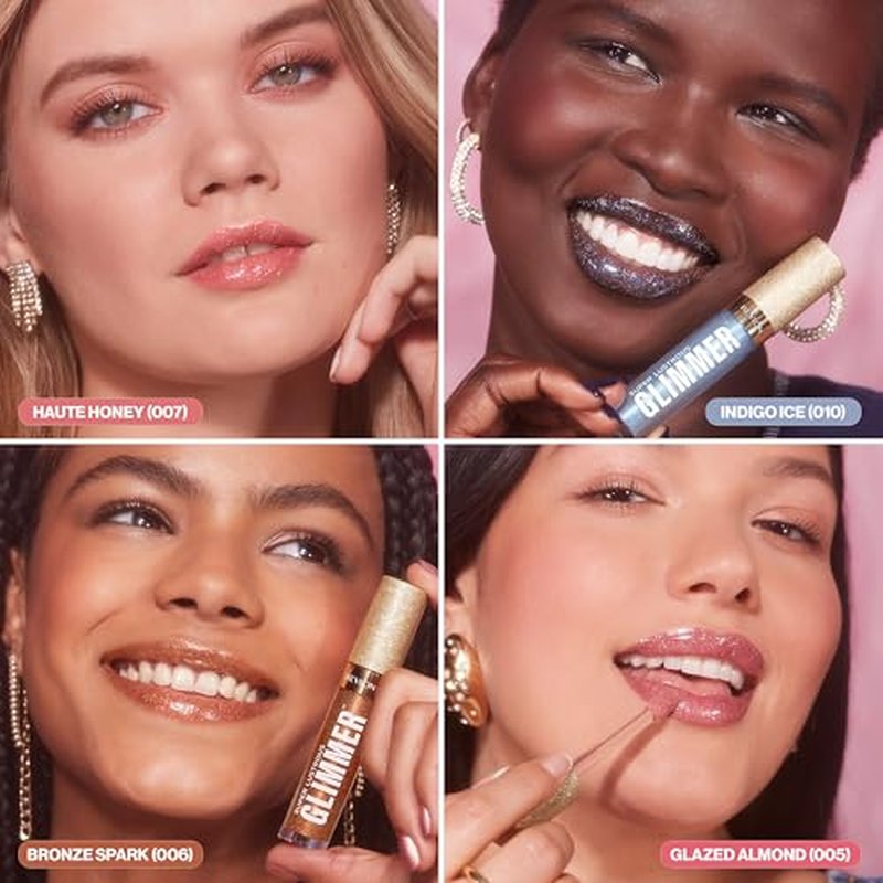 REVLON Super Lustrous Glimmer Gloss, Lip Makeup, Non-Sticky Finish Made with Plant-Based Glitter and Light-Refracting Pearls for High-Impact Shimmer, 008 Rose Glow, 0.13 fl oz