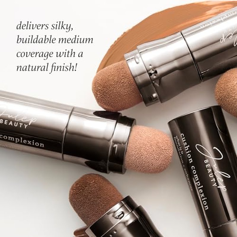 Julep Cushion Complexion Medium Coverage Foundation - Cashew | Covers, Brightens & Evens Skin Tone | On-The-Go Cushion Applicator | Hyaluronic Acid, Vitamin B5 & E