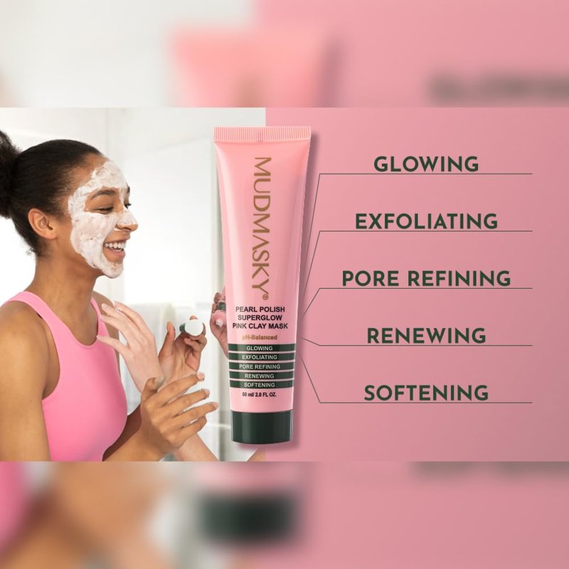 Pearl Polish Pink Clay Mask - Superglow Formula with A+ Grade Australian Clay | 2.0 OZ