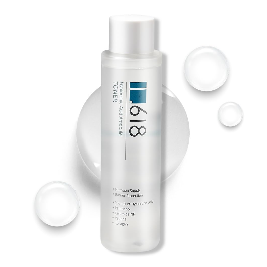 1.618 Hyaluronic Acid Ampoule Toner 6.7 Fl oz, Deep Hydration Toner, Sebum Control, Moisturization, Panthenol, Collagen Complex, Korean Skincare Beauty Face Toner for All Skin Types