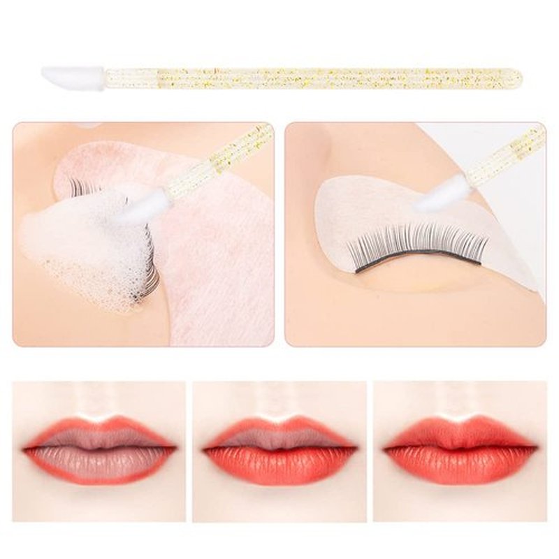 300 Pieces Disposable Lip Brushes Premium Lipstick Gloss Wands Applicator Makeup Tool Kits (Gold)