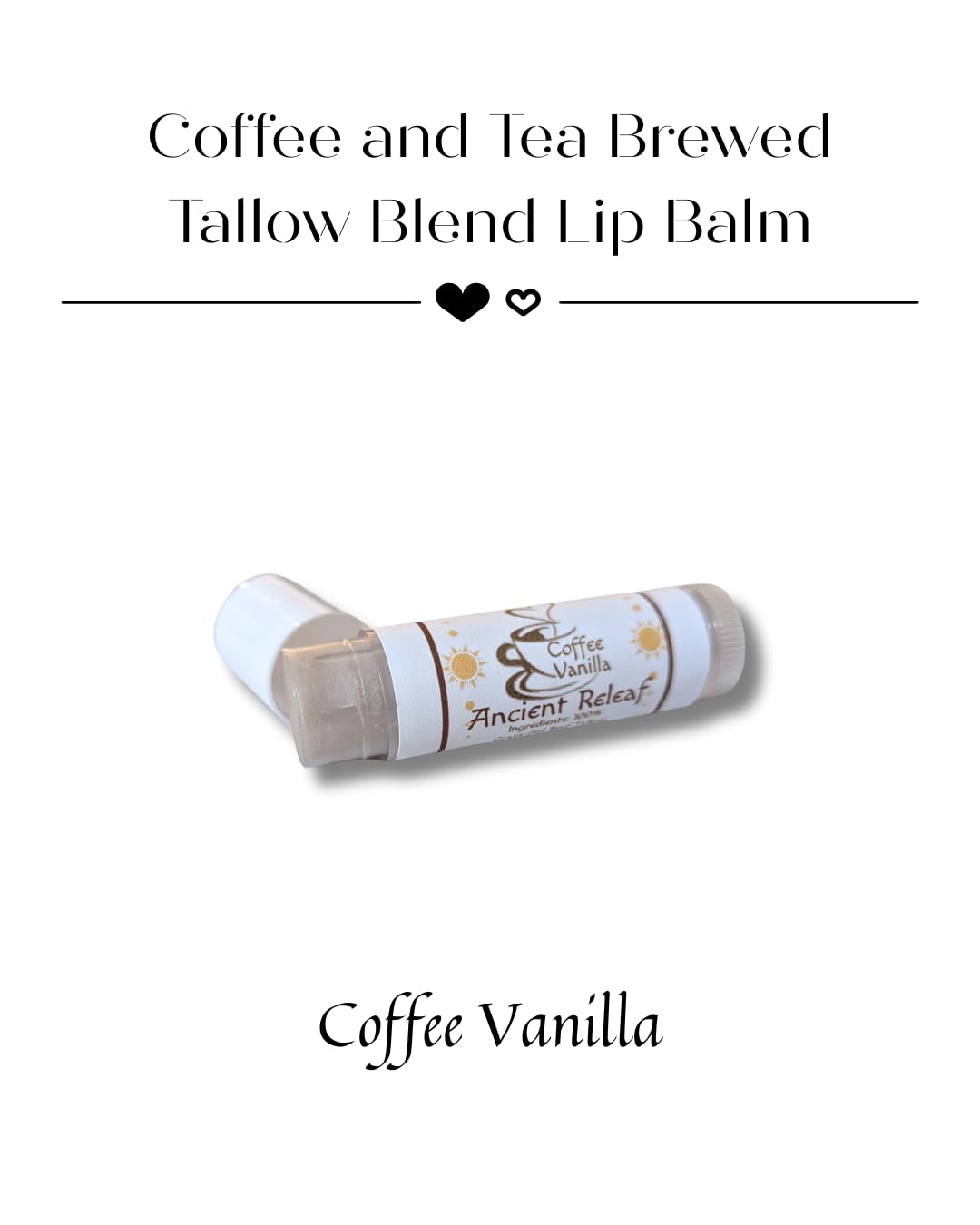 Ancient Releaf Coffee and Tea Brewed Tallow Blend Lip Balm, Coffee Vanilla, 3pack