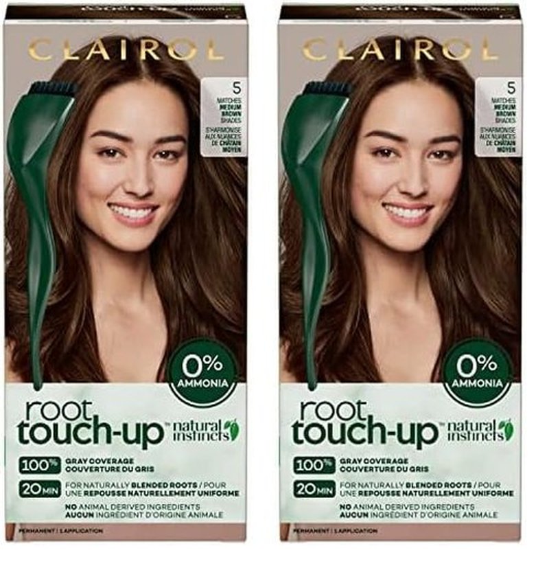 Clairol Root Touch-Up by Natural Instincts Permanent Hair Dye, 5 Medium Brown Hair Color, Pack of 2