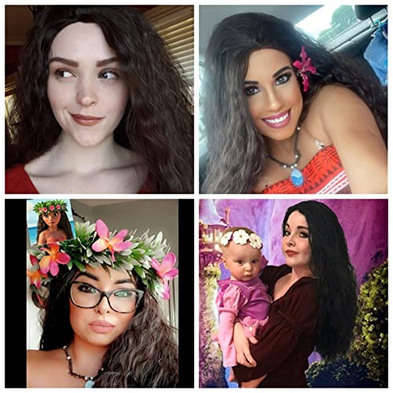 Yan Dream Long Wavy Wig Synthetic Natural Frizzy Dark Brown Hair Wig Movie Cosplay Costume Halloween Wigs Daily Replacement Wig Women Girls Men Wig