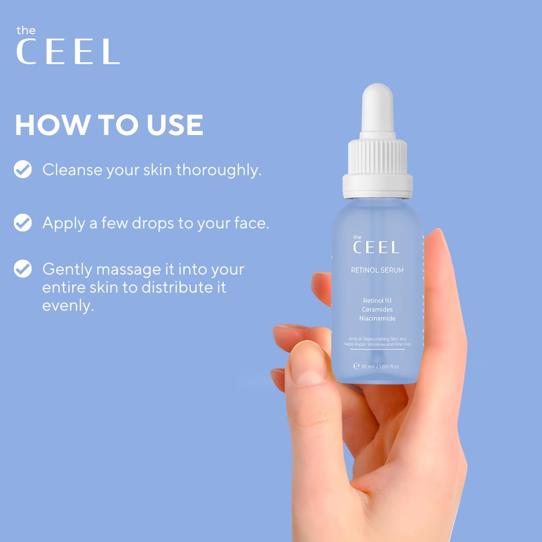 The Ceel Retinol Serum for Face | Resurfacing Retinol Serum | Firming, Anti aging, Brightening | Smoothing Fine Lines and Wrinkles | Retinol 1%, Ceramides and Niacinamide|1 fl.oz(30 ML)