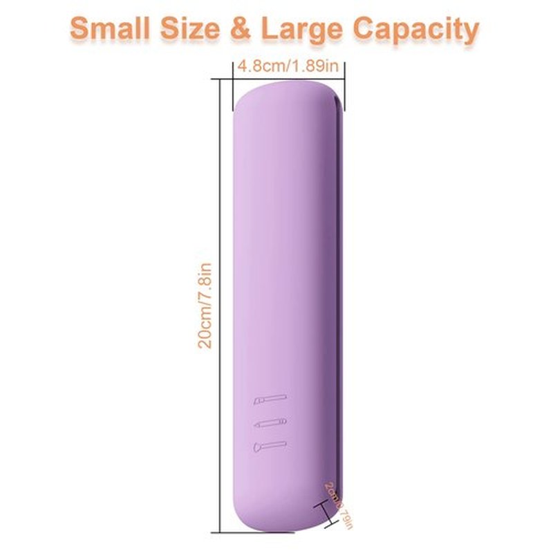 FERYES Makeup Brush Holder, Magnetic Anti-fall Out Silicon Portable Cosmetic Face Brushes Holder, Soft and Sleek Makeup Tools Organizer for Travel- Purple