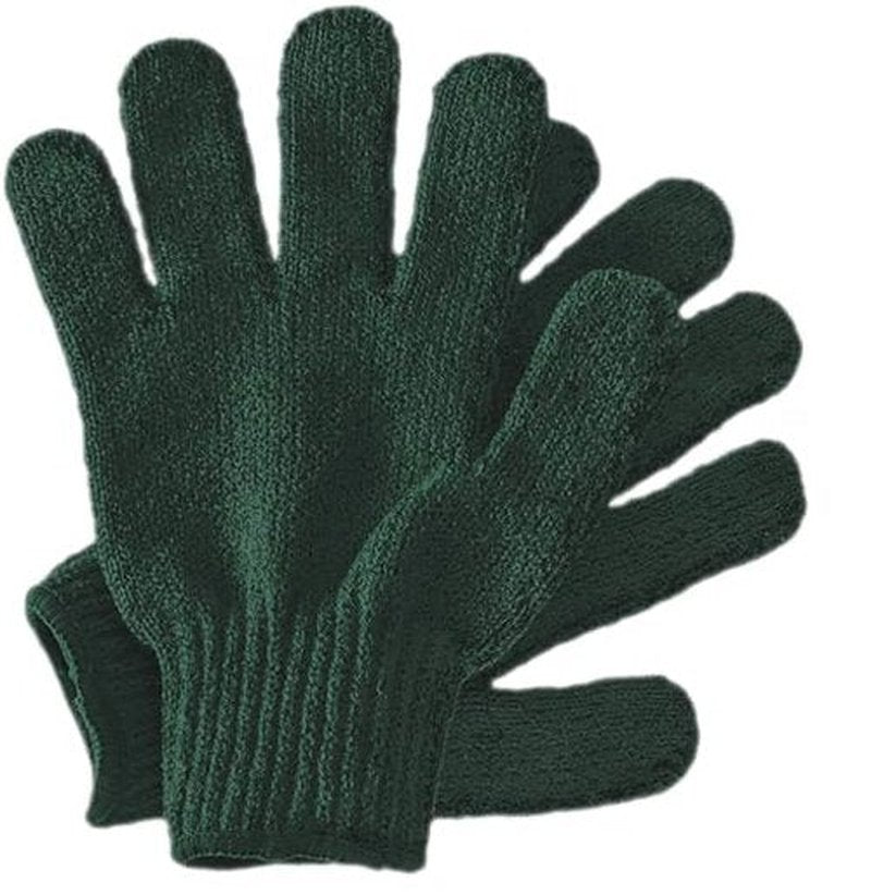 Temple Spring Exfoliating Gloves - Rayon Bamboo Bath/Shower Gloves, Bath Gloves for Shower Exfoliating and Ingrown Hair/Dead Skin Remover - Exfoliator Mitt Scrub Gloves - Forest Green