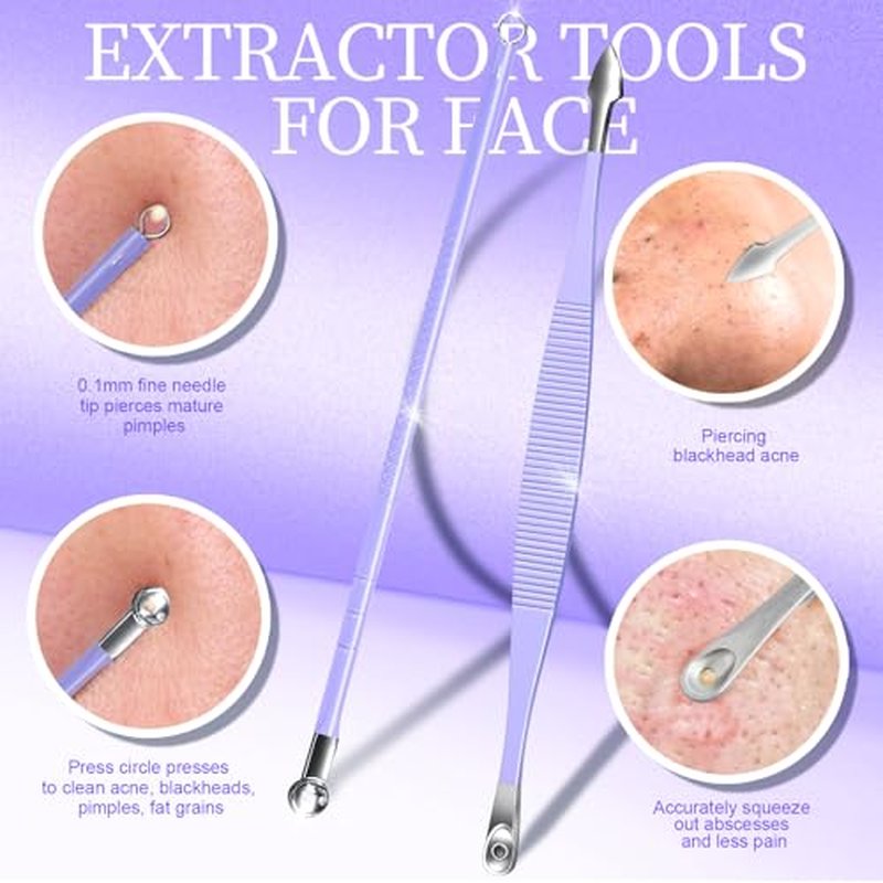 Teenitor Pimple Popper Tool Kit and Blackhead Remover Tools, Ingrown Hair Tweezers, Professional Blackhead Extractor Pimple Extractor Comedone Extractor, Black Head Remover for Face