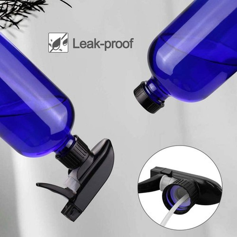 Worldgsb Glass Spray Bottles, 16oz Blue Glass Spray Bottles with Labels & Adjustable Nozzle, Reusable Containers for Cleaning, BBQ, Food, Plants, Alcohol, Essential Oils(1 Pack)
