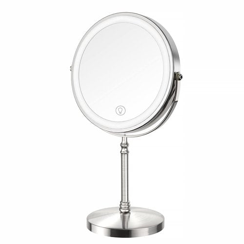 Lighted Makeup Mirror, 3000 mAh Rechargeable Double Sided Magnifying Mirror with 3 Colors, 1x/10x 360° Rotation Vanity Mirror, Brightness Adjustable Magnification Cosmetic Light up Mirror, Women Gift