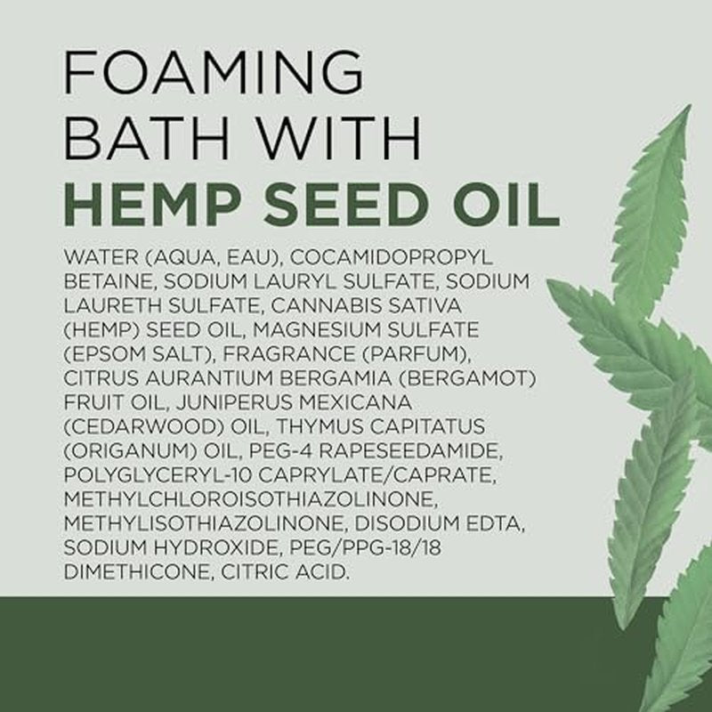 Dr Teal's Foaming Bath with Pure Epsom Salt, Cannabis Sativa Hemp Seed Oil, 34 fl oz (Pack of 2)