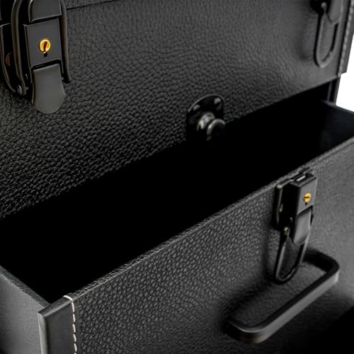 Rolling Makeup Train Case With Drawers,Professional Aluminum Makeup Suitcase With Universal Wheels And Lock,Multifunctional Rolling Makeup Organizer,Suitable For Makeup Artist,Etc (Black)