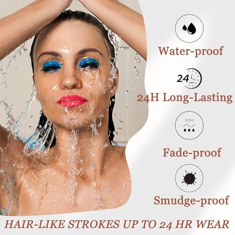 Eyebrow Pen - Eyebrow Pencil, Brow Pencil 2-in-1 Dual-Ended Microblading Eyebrow Pen with Micro-Fork-Tip and Precise Brush-Tip Create Natural Hair-Like Brows, Last All-Day, Brown