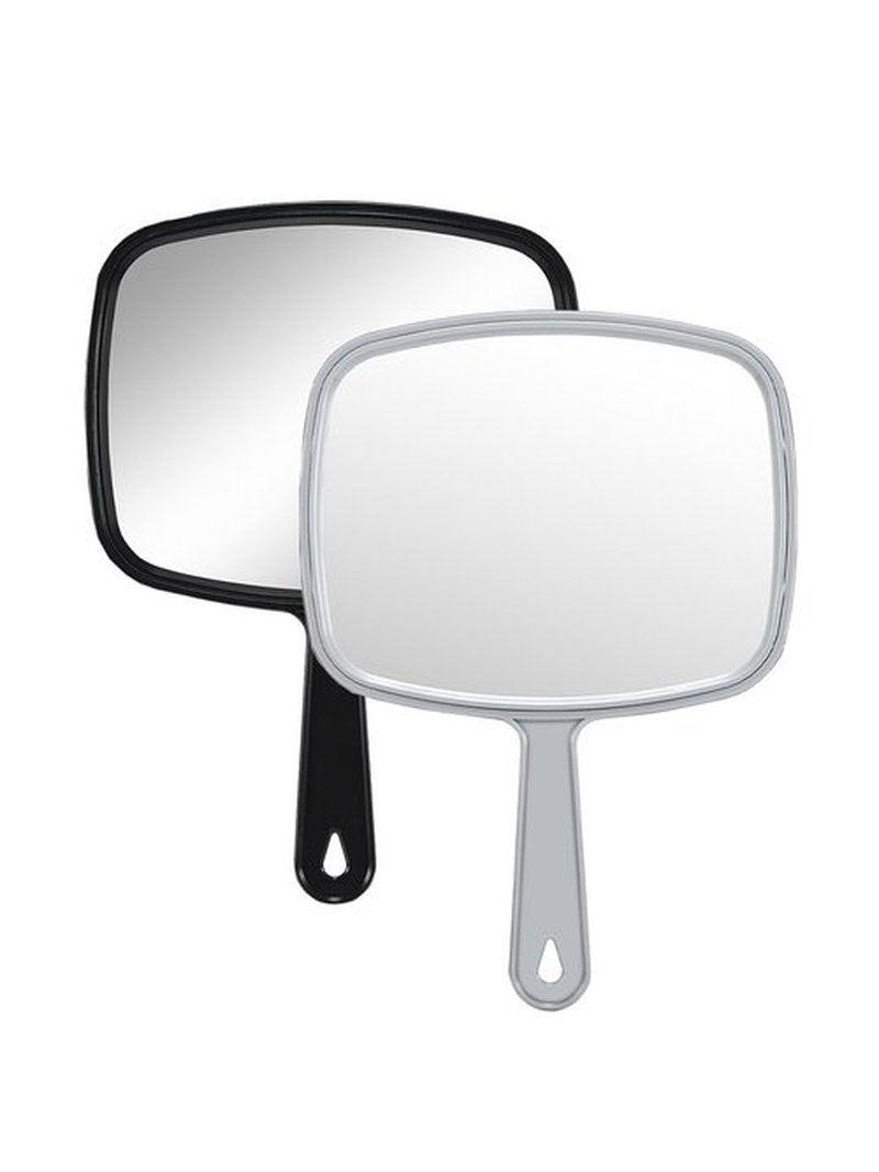 Gladmart Hand Mirror Salon Barber Hairdressing Handheld Mirror with Handle(Square,Black and Grey,7.4 x 10.3 inches), 2PCS, Black&grey