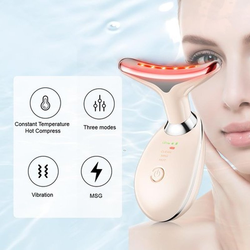 YUNRUO Neck Face Massager, Facial Massage Device with Thermal, Triple Action Colour Modes for Skin Care, Face Sculpting Tool for Double Chin(pink)
