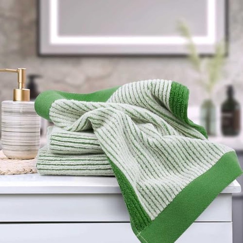 Cleanbear Wash Cloths for Showering, 12 Washcloths with Stylish Jacquard Weaved Design, Cotton Washcloth Set, 13 x 13 Inches, Gray