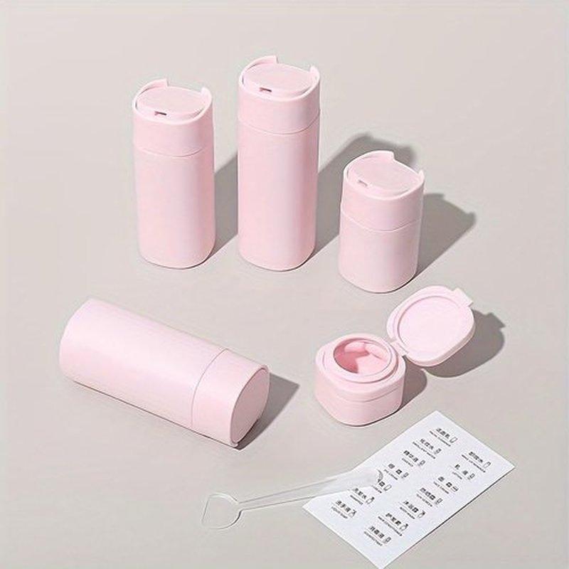 FANPOI 5pcs Travel Cream Dispenser Bottles Set Travel Bottles Toiletry Containers Set, TSA Approved, Travel Essentials (Pink)
