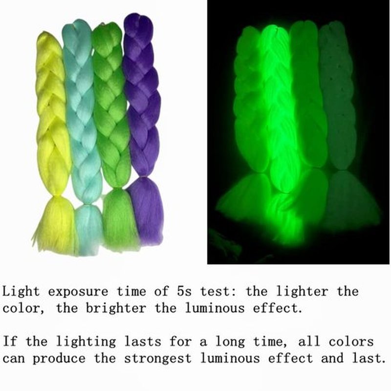 Glowing in Darkness Braiding Hair 400g Braiding Hair Jumbo Box Braids Hair Extensions Shining Jumbo Braids Hair Fluorescent Light in Darkness (Light Purple)