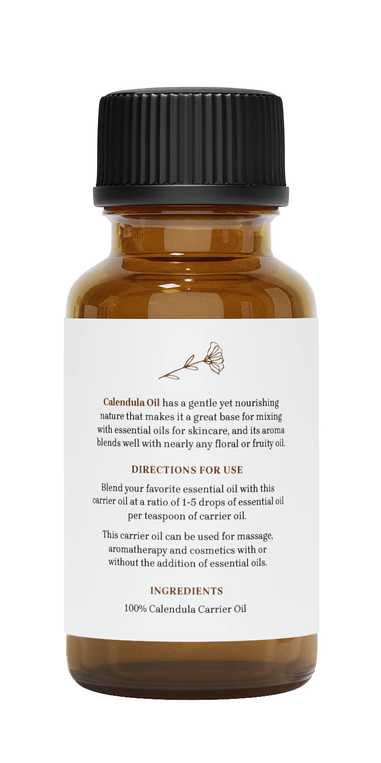 Calendula Oil - Premium Carrier Oil | Nourishing for Skin, Face, Body, Hair Revitalization | Hydrating, Vegan & Cruelty-Free, 1 Fl Oz