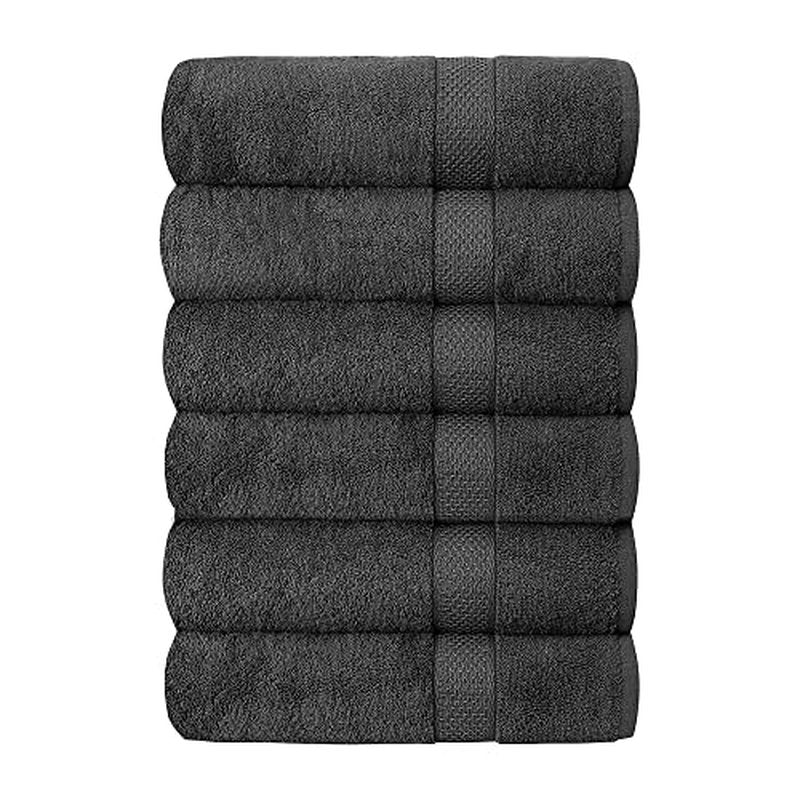 QUBA LINEN Hotel & Spa 100% Cotton Bath Towels Set of 6-24x48 inch Ultra Soft Large Bath Towel Set Highly Absorbent Daily Usage Ideal for Pool and Gym Pack of 6 - Lightweight