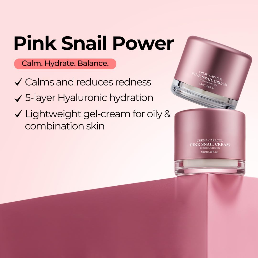 Jaminkyung Pink Snail Brightening Moisturizer - Hydrating Gel Cream for Glass Skin & Radiance, Lightweight Fast Absorbing Face Cream for Sensitive Skin, Korean Beauty, 1.69 fl oz