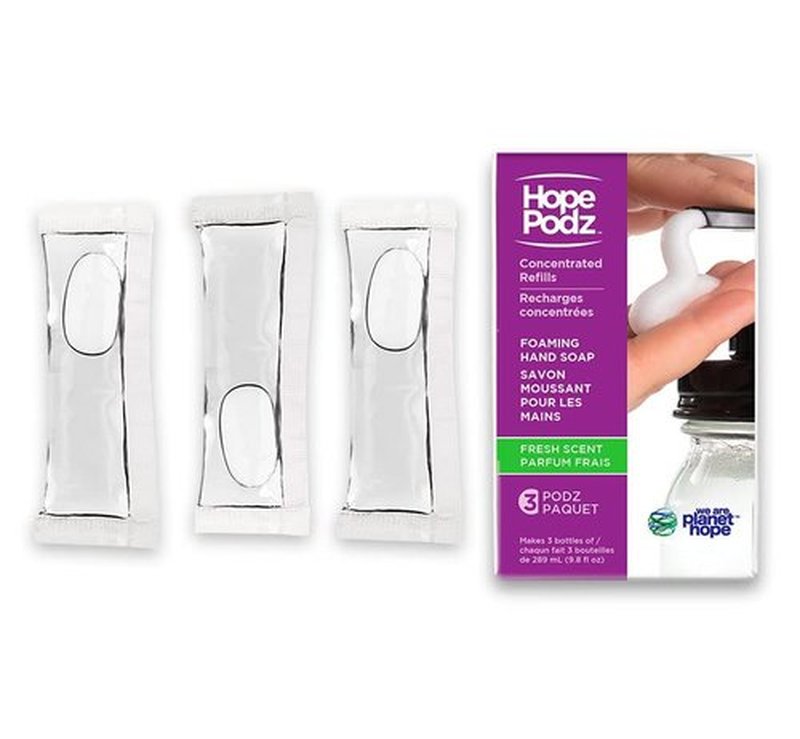 HOPEPODZ Dissolvable Planet-Friendly Foaming Hand Soap Refills - 2 Pack (6 pods) Fresh Scent - Infused with Natural Ingredients and Delightful Fragrance - Just Add Water