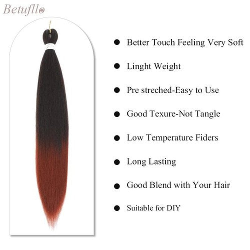 Ombre Braiding Hair Extensions 26 Inch 3 Packs Pre Stretched Braiding Hair Professional Itch Free Synthetic Hair Extensions for Braiding(26"1B/350)