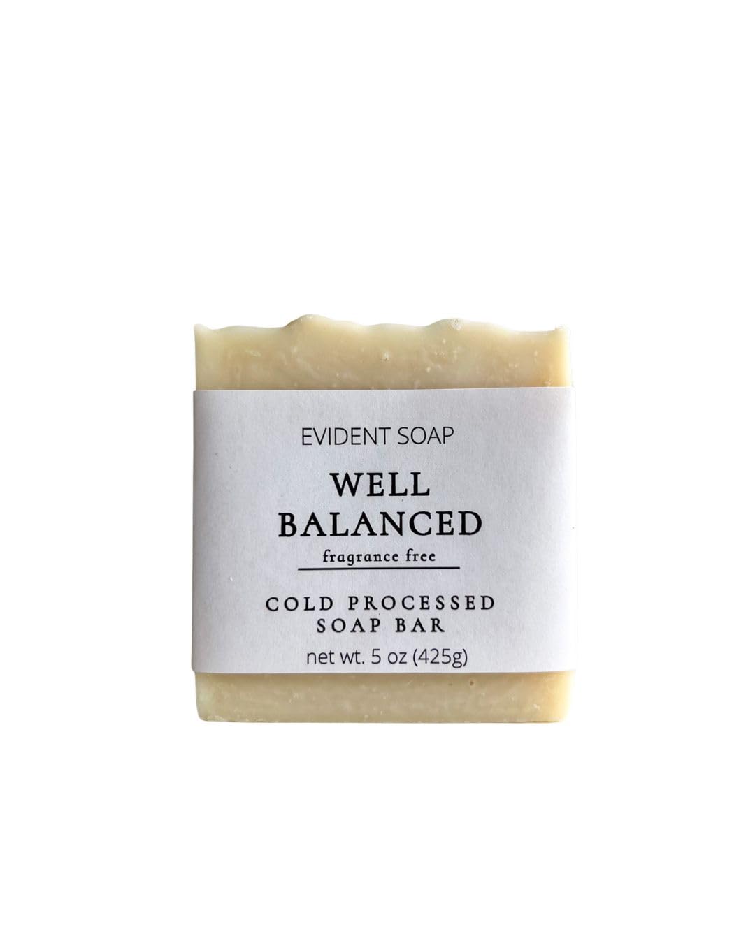 Well Balanced Soap Bar, Basic All Natural Bar made with Kaolin Clay, Fragrance Free, Cold Processed, Paraben Free