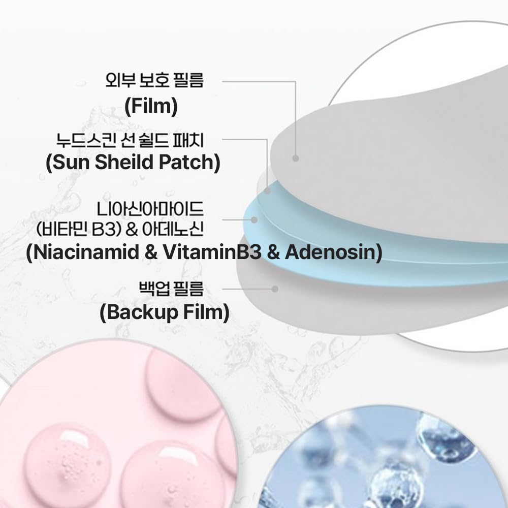 Transparent Sun Patch Ultra Thin Film UPF50+ UV Sunshield, Naked Nude Skin Patch, See-Through Makeup, 8 Cheek Patches + 4 Nose Patches, Ideal for Sports & Outdoor Activities