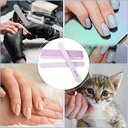 Nail Files (25 Pcs), 100/180 Grit Nail File Emery Board Bulk for Acrylic Nails and Natural Nails, Limas para Unas Acrilicas Profesional Pack Filers for Gel Nail Double Sided Manicure Curved Gray