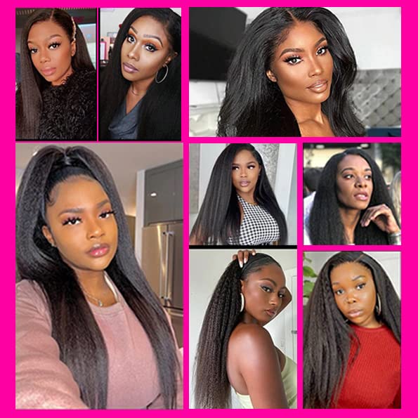 Selina Lace Closure Kinky Straight 4x4 Lace Closure Hd Lace Closure Kinky Straight Human Hair Free Part Lace Closure Hair Natural Color Black(18inch Kinky Straight, 4x4)