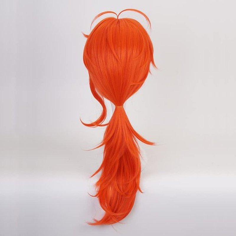 Mystylecos Game Genshin Impact Diluc Orange Red Long Wavy Wig Anime Cosplay Wig