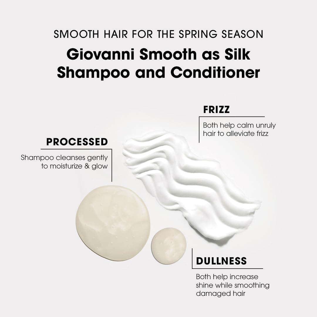 GIOVANNI Smooth As Silk Deeper Moisture Conditioner - Calms Frizz, Adds Moisture, Detangles, Wash & Go, Co Wash, Infused with Natural Botanical Ingredients, Color Safe, Sulfate Free - 8.5 oz (3 Pack)