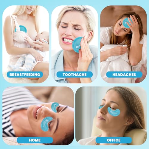 RelaxCoo Ice Face Eye Mask for Dark Circles and Puffiness Cold Warm Compress, Gel Cold Cooling Face Mask Package for Women and Men, Migraines, Headache, Stress and Relaxation blue