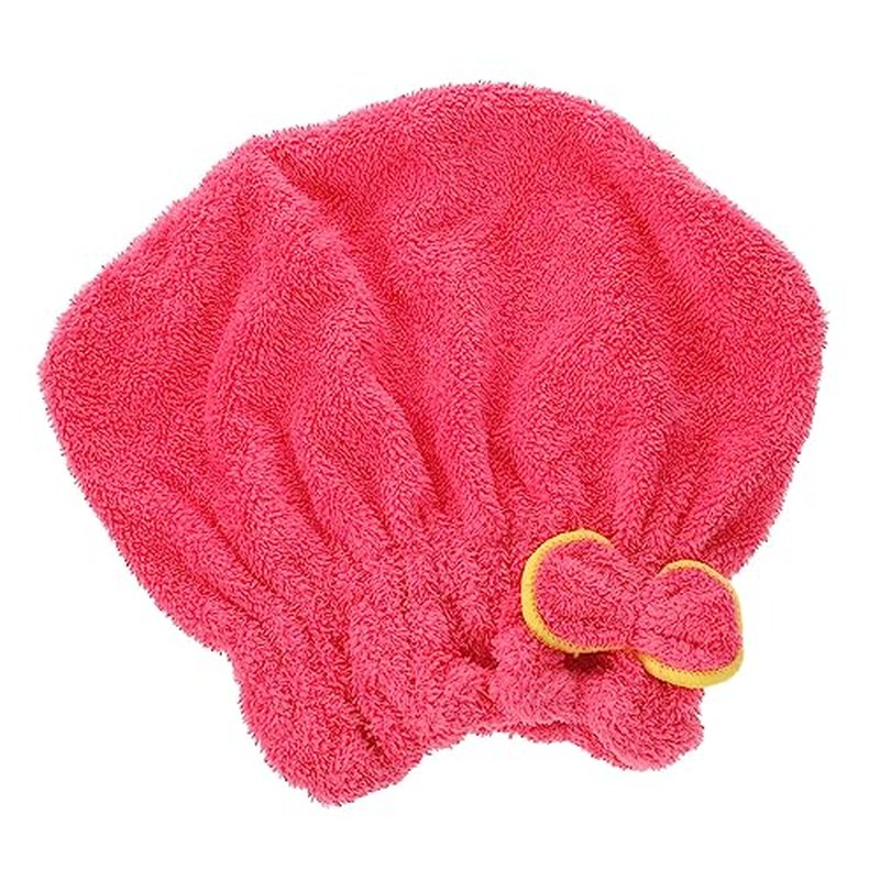 FOYTOKI Hair Drying Cap Towel for Hair Shower Hat for Plopping Cap Curly Hair Beaded Headpiece Hair Turbans for Wet Hair Bath Towel Hat Bath Wipes Shower Cap Rosy