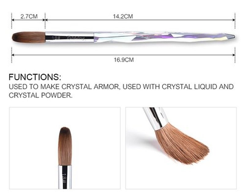 Rolabling Nail Art Brush Acrylic Brush Nail Pen with Symphony Diamond Handle Manicure Design Nail Art Tool(18#)