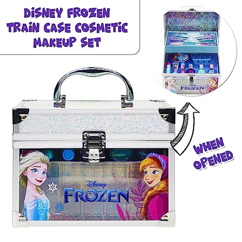 Moana 2 Train Case Beauty Set, Kids Makeup Kit for Girls, Real Washable Makeup Set, Play Makeup, Pretend Play, Party Favor, Birthday, Ages 3 4 5 6 7 8 9 10 11 12 by Townley Girl