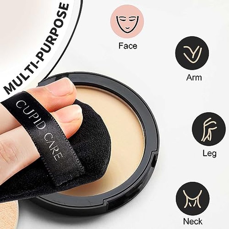 CUPID CARE 6 Pcs Triangle Powder Puff with 2 Travel Cases, Setting Powder Puffs for Face Powder and Foundation, Velour Makeup Puff for Loose Powder Body Powder, Skin-Friendly, Beauty Makeup Tools