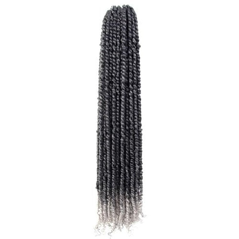 LOCSBYHAND 30 Inch Long Pre-looped/twisted Passion Twist Crochet Hair 4 Packs for Mixed-color Using (4 Packs, TGrey/Ombre Grey)