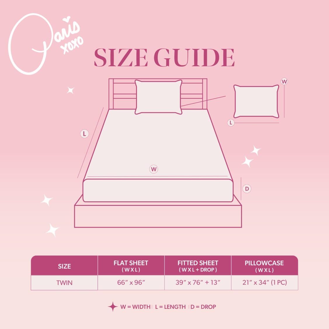 Paris Hilton Twin Size Sheets Set – 3 Piece Microfiber Bed Sheets with Fitted Sheet, Flat Sheet & Pillow Cover, Fits up to 13" Mattress Deep Pocket Twin Sheet Set for Women, Bows, Pink