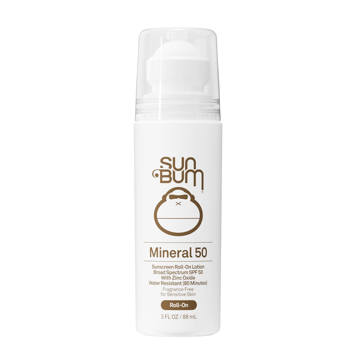 Sun Bum Mineral SPF 50 Roll-On Sunscreen Body Lotion - Broad Spectrum Moisturizing Sunscreen with Vitamin E - Hawaii 104 Act Compliant (Made without Octinoxate & Oxybenzone) - Travel Size 3 oz