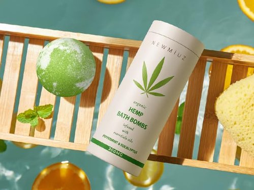 Organic Hemp Bath Bombs Set - Infused Peppermint & Eucalyptus Essential Oil - Luxurious Bath Essentials for Dry Skin - Immerse Yourself in A Blissful Spa-Like Experience with Our Set