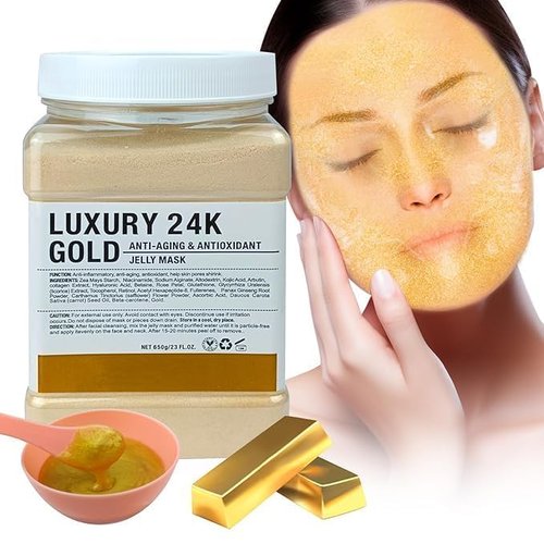 Angeland Jelly Mask for Facials Professional Natural Gel Face Masks, Moisturizing & Hydrating Jelly Face Masks, Peel Off Face Masks SkinCare 23 Fl Oz (24K Gold)