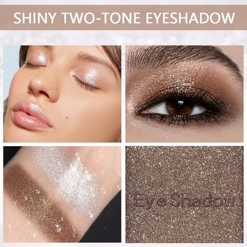 FeiCuiYun Double color eye shadow, Eyeshadows Creamy, high pigment eye makeup palette, matte shimmer metal eye shadow powder, Blendable, Ultra-Pigmented, Easy to Apply, Matte & Shimmer, (01)